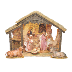 7.5 Inch Scale 3 Piece Lighted Nativity Set Italian Stable Fontanini - Estimated Availability May 20